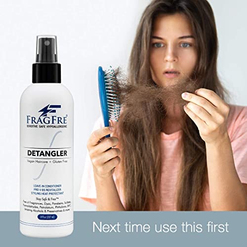 Hair Detangler Spray, 8 oz - Leave in Conditioner for Sensitive Skin and Scalp - Styling Heat Protectant Spray - Gluten Free Vegan Cruelty Free