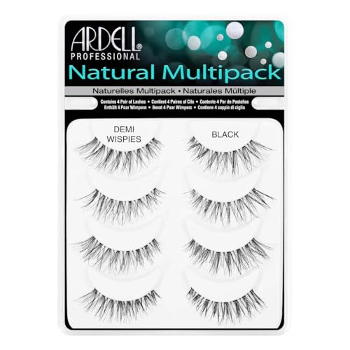 Ardell Demi Wispies False Eyelashes, Black - Full Volume Demi Wispies, Reusable Strip Lashes for Eye Makeup Enhancement, 1 Pack