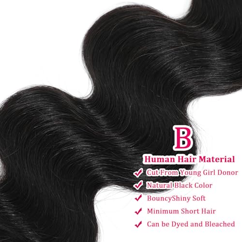 Human Hair Bundles Body Wave Bundles Human Hair 16 18 20 Inch 12A Grade 100% Unprocessed Brazilian Virgin Hair Body Wave 3 Bundles Deals Real Human Hair Extensions For Black Women Natural Black