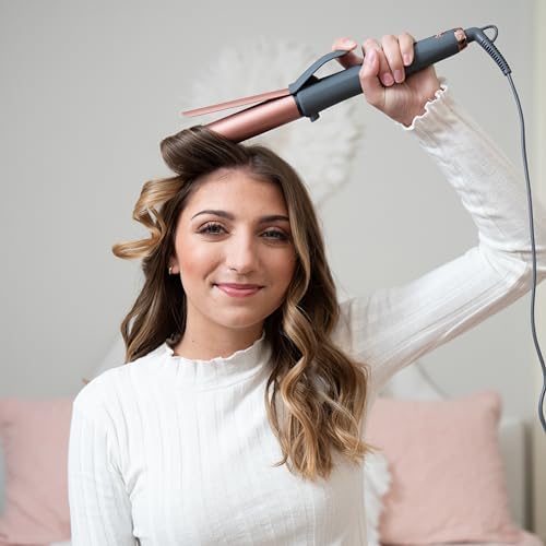 Hairitage Curl Envy Hair Curling Iron 1 1/4 Inch - Ceramic Tourmaline Curling Iron 1.25' Barrel - Silky Smooth + Bouncy Curls - 4 Digital Heat Settings up to 450 Degrees - Auto Shut-Off