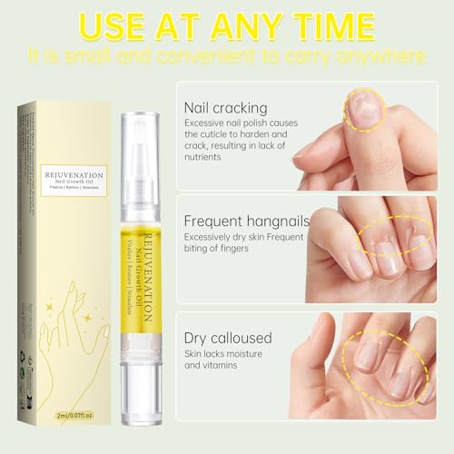 3-Pack Rejuvenation Nail Growth Oil with Nail File - Nail Oil for Growth, Strength & Repair