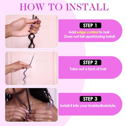 Human Braiding Hair for Boho Braids Mixed Synthetic Hair 2Bundles 160g for Boho Braid Human Hair Deep Wave Bulk Human Hair for Braiding No Weft Hair Extensions for Bohemian Braids 24 inch (1B)