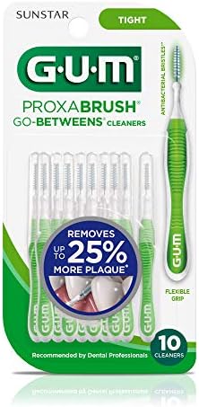 GUM Proxabrush Go-Betweens - Tight - Interdental Brushes - Soft Bristled Dental Picks for Plaque Removal Health - Safe for Braces & Dental Devices, 10ct (Pack of 6)