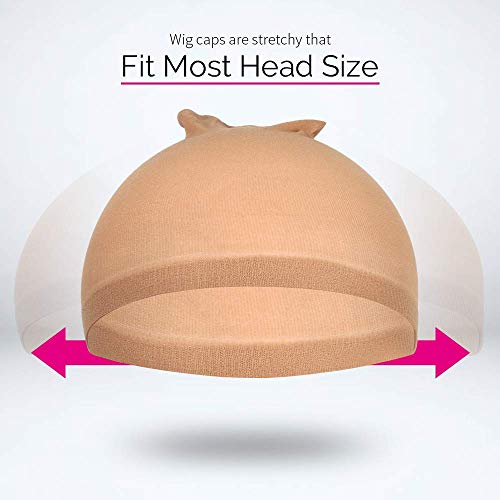 Hoedia 2 PCS Makeup Latex Bald Caps and 2 PCS Nylon Wig Caps Costume Accessories for Halloween Party Adults Kids