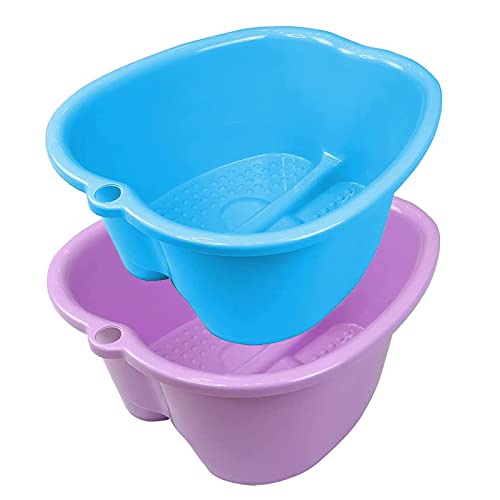 2 Pcs Foot Soaking Bath Basin - Large Foot Soaking Tub Foot Bath Spa Wash Basin Foot Bucket Foot Soaking Tub Feet at Home (Purple/Blue)