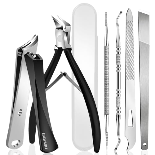 Ingrown Toenail Removal Kit, 6PCS Stainless Steel Toe Nail Kit, Straight Edge Oblique and Curved Slanted Nail Clippers Cutters for Ingrown Nails, Professional Pedicure Tool at Home