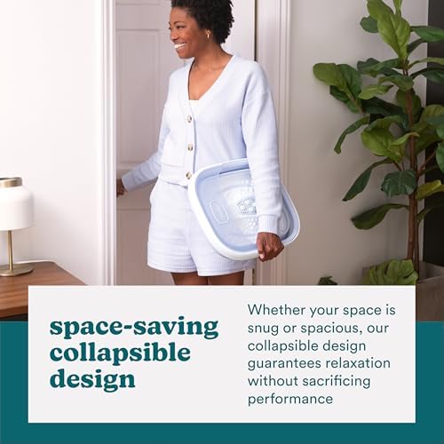 Homedics Smart Space Essential Collapsible Footbath, Invigorating Bubble Massage, Heatkeep Technology, Patented Collapsible Design, Safety-Lock System, Safe for Bath Salts, Bath Salts Included
