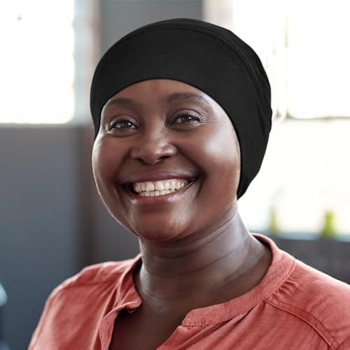 4 Pieces Satin Lined Sleep Bonnet - Adjustable Sleeping Cap Slouchy Beanie Hat for Curly Hair