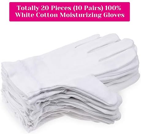 100 Percent Cotton Gloves for Dry Hands Eczema, Selizo 10 Pairs White Cotton Gloves for Women Dry Hands Moisturizing Cosmetic Sensitive Irritated Skin Spa