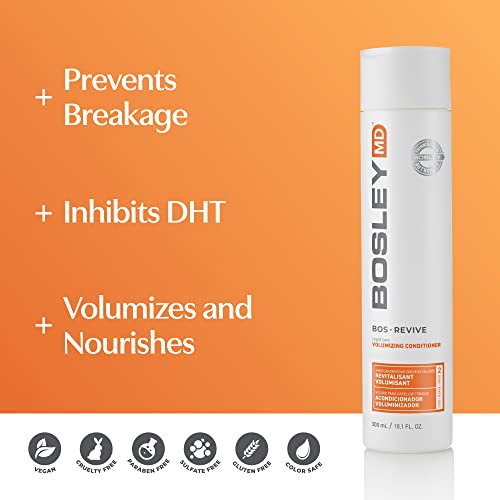 BosRevive Volumizing Conditioner for Thinning, Color/Chemically-Treated Hair – DHT Blocker, Sulfate-Free, Vegan, Biotin, Saw Palmetto & Rosemary – Thicker, Fuller Hair – 10.1 Fl Oz