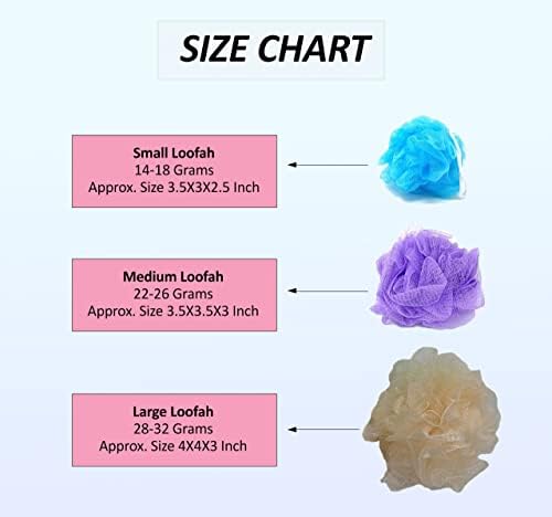 20 Small Full Bodied Quality Bath or Shower Sponge Loofahs Pouf Mesh Assorted Colors Wholesale Bulk Lot