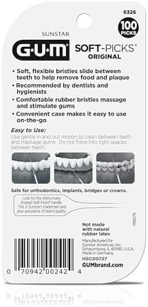 GUM Soft-Picks Original, Easy to Use Dental Picks for Teeth Cleaning and Gum Health, 100 Count (Pack of 1)