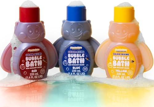 Honeysticks Kids Bubble Bath 3 Pk (Blue, Red, Yellow): Non-Toxic, Plant Based, Non Irritating - Changes Water Color and Creates Super Foaming Bath Bubbles - Safe for Toddlers 1-3, Kids 4-8, Bath Toys