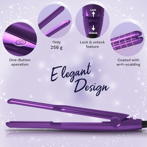 0.3 Inch Super Slim Design Mini Flat Iron for Short Hair, 2 in 1 Hair Straightener and Curler, Dual Voltage PTC and Ceramic Small Flat Iron Hair Straightener