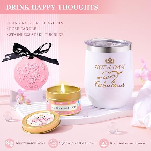 Birthday Gifts for Women, Happy Birthday Gifts Basket for Women Self Care Gift Get Well Soon Gifts, Rose Relaxing Spa Gift Basket with Beach Towel, Woman Birthday Gift for Sister Coworker Her Bestie