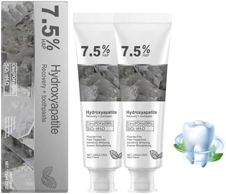 2PCS Hydroxyapatite Toothpaste 7.5 for Sensitive Teeth – Advanced Enamel Repair & Whitening, Fluoride-Free with Refreshing Mint, 4.23oz (120g) Each