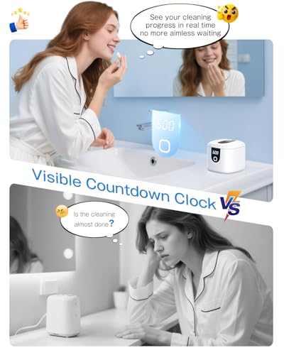 2025 Enhanced Ultrasonic Retainer Cleaner, 2X Efficiency, 45kHz Dentures Cleaner Machine with UV Lights&4 Clean Modes, Dental Cleaning Pod for Aligner, Nightguard, Mouth Guards, Jewelry, Rings, etc