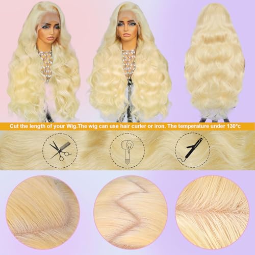 30 Inch 613 Lace Front Wig Human Hair 220 Density 13x6 Body Wave HD Lace Front Wigs Human Hair Pre Plucked Blonde Wig Human Hair 10A HD Lace Frontal Wig 13x6 Glueless Wigs Human Hair for Women