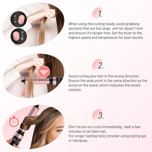 3 in 1 Air Styler with High-Speed Hair Dryer Brush & Air Wrap Curler for Curling, Negative Ions Frizz-Free Styling Drying, No Heat Damage, Fit for All Hair Types Hot Hair Styler with Travel Case