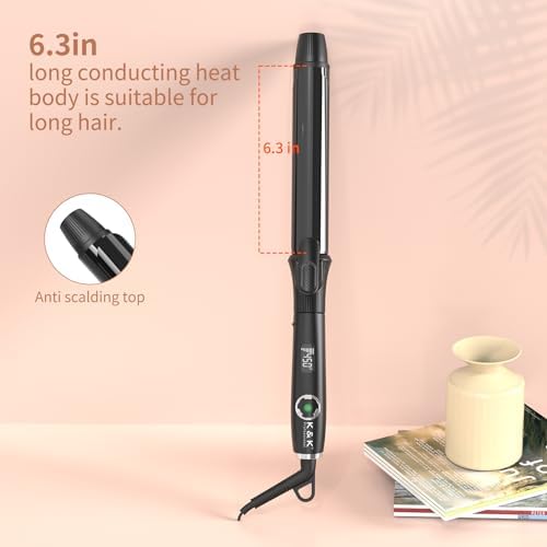 1 1/4 Inch Curling Iron with Clipped Tourmaline Ceramic Barrel Professional 1.25 Inch Hair Curler up to 450°F Dual Voltage for Traveling 60 Mins Auto Off Suit for Different (Black, 1.25 Inch)