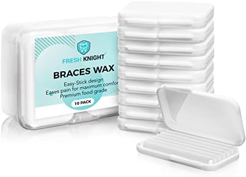 Braces Wax White 10 Pack. Dental Wax for Braces & Aligners, Unscented & Flavorless - 50 Premium Orthodontic Strips Food Grade Fresh Knight
