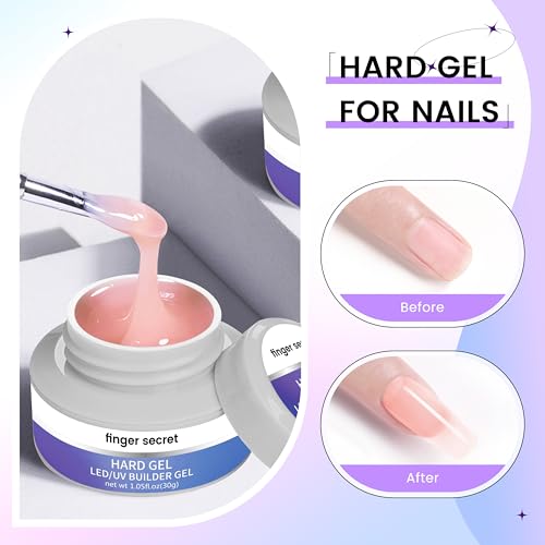 Hard Gel Builder Gel for Nails Strong Long-lasting Nude 3D Sculpting for Nail Extension 2oz (clear&nude, 1fl.oz*2)