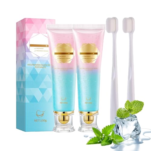 2Pcs Radiant Bright White Toothpaste, Niacinamide Whitening Toothpaste- for Healthier, Body Whiter Teeth, Whitening ToothpasteBright, Get rid of fire 2pcs