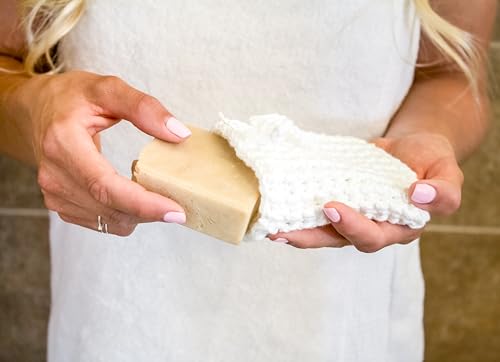 Handmade Moonlit Frost Cotton Soap Saver Bag - Perfect Bathing Accessory for Longer Lasting Soap - Soap Pouch for Shower Soft - 1 Pack