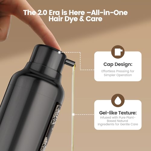 Hair Dye Shampoo,Natural Black 6-in-1 Natural Herbal Hair Color Shampoo,Semi-Permanent Gray Coverage with Pleasant Scent,Ammonia-Free Formula for Women & Men (460ml/15.55fl oz)