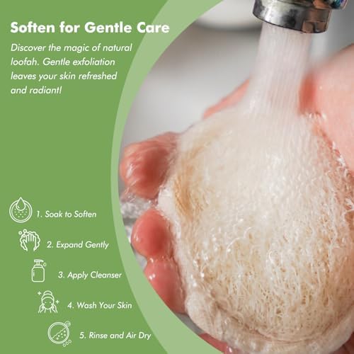 12 Pack Natural Loofah Face Scrubber & Exfoliator, Organic Exfoliating Facial Scrub Pads and Sponges for Women & Men