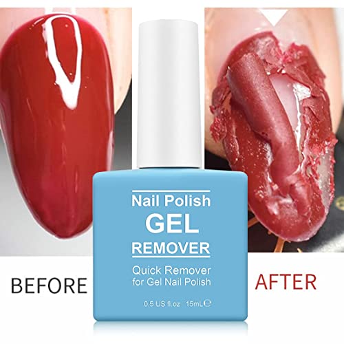 2Pcs Gel Nail Polish Remover, Nail Polish Remover for Gel Nails, Ultra-Powerful Professional, Soak-Off in 2-5 Minutes (1Pcs Cuticle Pusher, Nail Scraper & Scrub Stick)