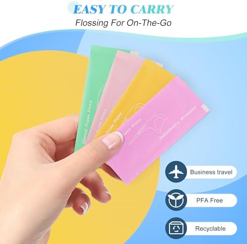 Individually Wrapped Floss Picks, Multi-Color Oral Care Flossers for Adults with Handy Case, Mini Disposable Dental Floss Singles Bag for Travel, Hotel, Restaurant, Office, Car, Wedding - 2Case