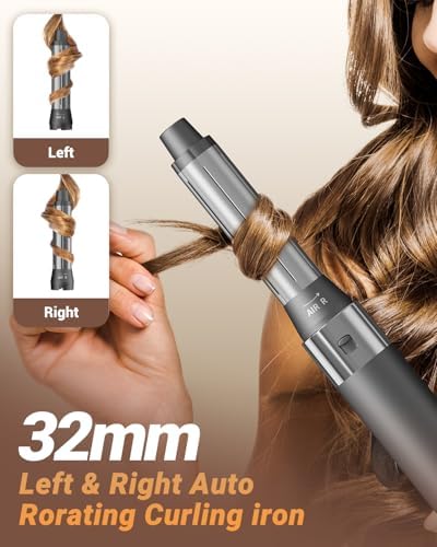 Hair Dryer Brush 6 in 1 Professional Hot Air Styler, 110,000 RPM High-Speed Negative Ionic Hair Dryer, Auto Wrap Curler Frizz-Free Blow Dryer Brush for Curling Volumizing Straightening Styling