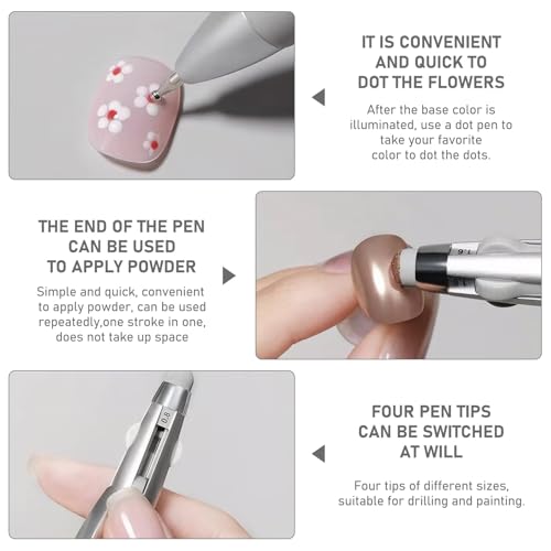 5 in 1 Nail Art Dotting Pen, Nail Dotting Pen Nail Art Dotting Tools in Ballpoint Pen Design Kit, Nail Art Tip Dot Paint Manicure Kit, Professional Nail Art Tool for Beauty Salons DIY (1PC, One Size)