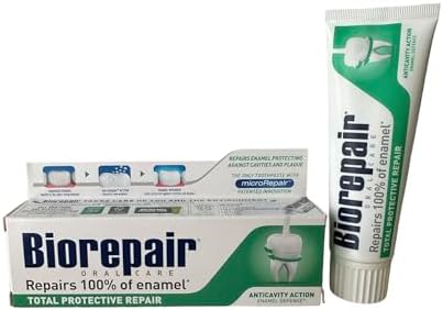 Biorepair: "Total Protective Repair" Toothpaste with microRepair, New Formula - 2.5 Fluid Ounce (75ml) Tubes (Pack of 2) [ Italian Import ]