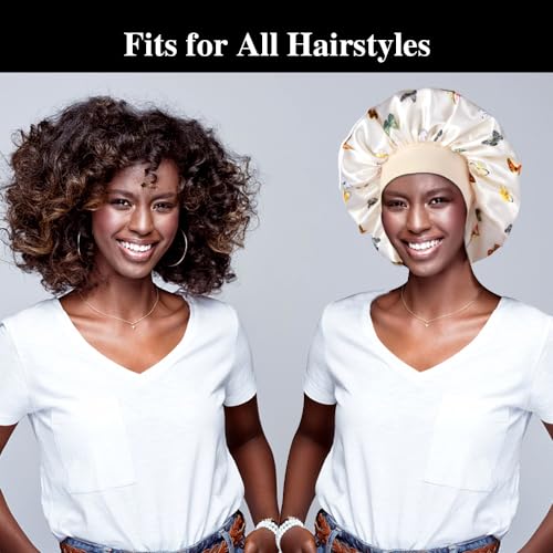 12pcs Large Satin Bonnets for Sleeping, Silky Hair Bonnet for Black Women Braid Curly Hair