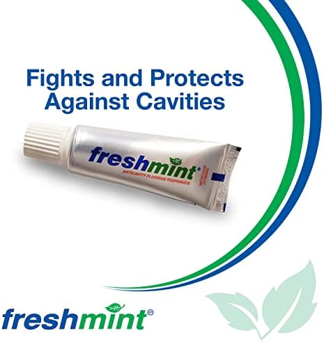 144 Tubes of Freshmint 0.6 oz. Anticavity Fluoride Toothpaste, Metallic Tube, Tubes do not have Individual Boxes for Extra Savings, Travel Size