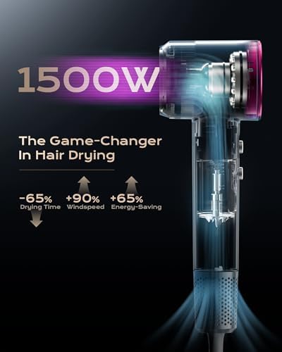 Hair Dryer, 160000 RPM High-Speed Brushless Motor for Fast Drying, 600 Millions Negative Ionic Blow Dryer with HD Display, Low Noise Thermo-Control Hair Dryer with Diffuser and Nozzle