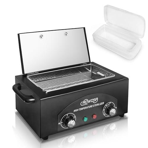 High Temperature Metal Tool Cleaning Box, 2L Dry Heat Cabinet Beauty Hair Nail Metal Tool Cleaning for Manicure Pedicure Barber, with 0-60 Min Timer & 50-220℃ Temp Settings, Plastic Sterilization Tray