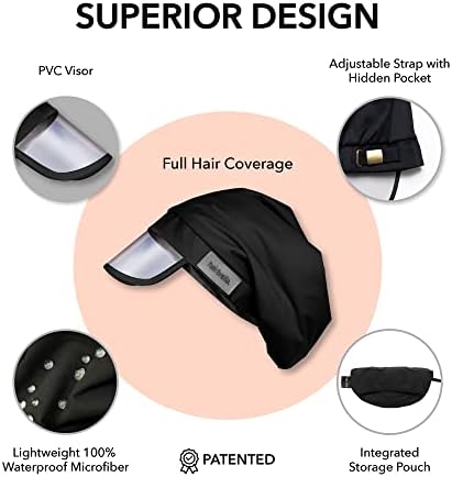 Hairbrella 100% Waterproof Rain Hats for Women, Satin Lined Caps, Full Hair Coverage, Packable Travel Accessory