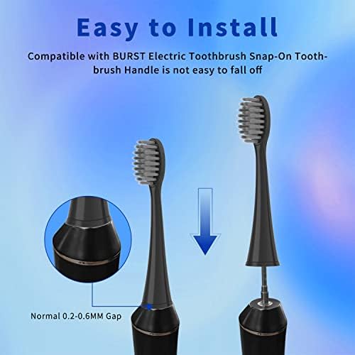 10 Pack Replacement Toothbrush Heads Compatible with Burst Electric Toothbrush, YMPBO Toothbrush Heads for Burst Sonic Toothbrush, Deep Cleaning Bristle Design, Black
