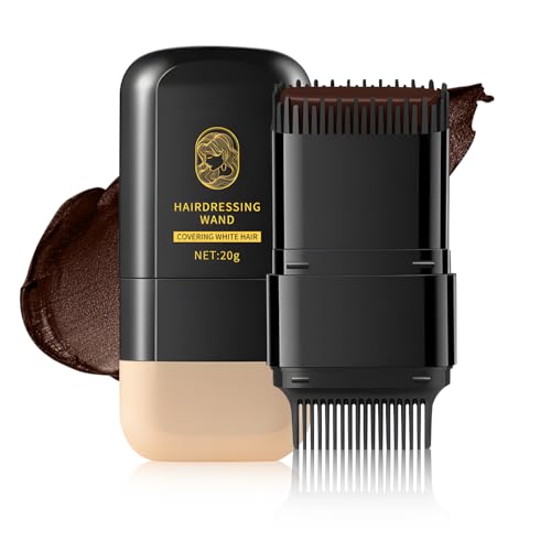 2 in 1 Hair Color Stick, Waterproof and Sweat-Proof Hair Dye Stick, Portable Color Touch-Up Hair Sticks With Comb, Cover Gray Hair Color Correction Sticks for Unisex (03# Chestnut Brown)