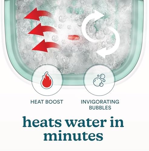 Homedics Smart Space Elite Footbath with Heat Boost, Collapsible, Invigorating Bubble Massage, 3 Pedicure Attachments, Safe to Use Bath Salts, Patented Safety-Lock System, Ergonomic