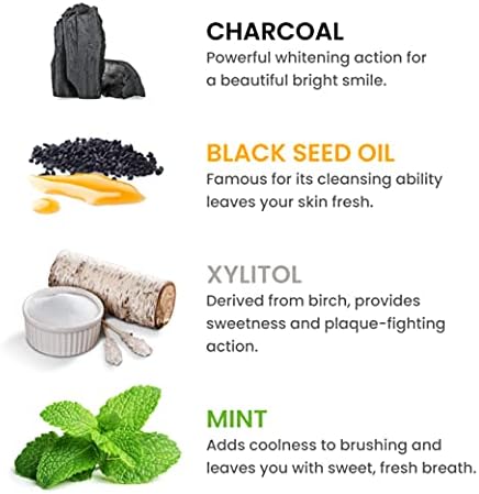 Himalaya Botanique Whitening Antiplaque Toothpaste with Charcoal + Black Seed Oil, Fluoride Free, for Whiter Teeth, 4 oz, 2 Pack…