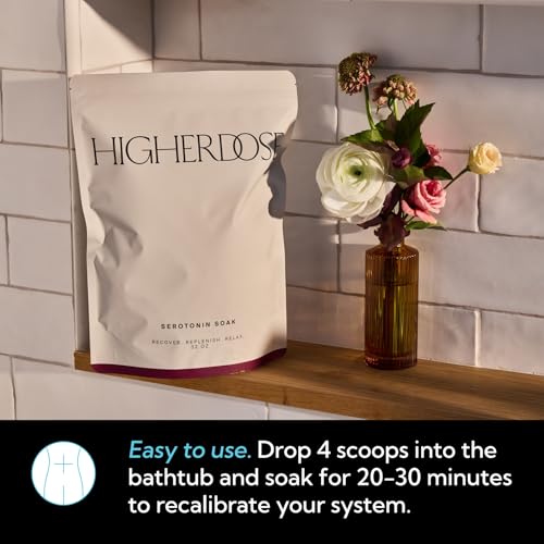 HigherDOSE Serotonin SOAK - Potent Magnesium Flakes with Stress Relief Essential Oils & Apple Cider Vinegar - Relaxing Bath Salts to Maintain Serotonin Levels and Muscle & Nerve Relief (32 Ounce)