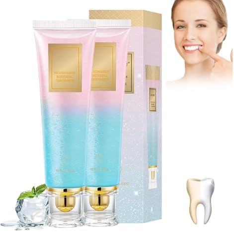 2-Pack Niacinamide Whitening Toothpaste| Fresh Breath Toothpaste | Stain Removal Formula with Activated Charcoal |for Coffee/Smokers,Deep Gentle Cleaning Tooth Paste, Boosting Gum Health