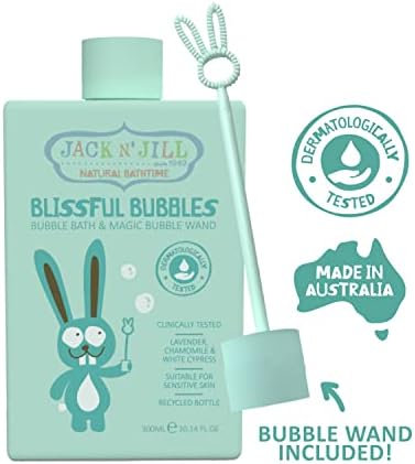 Jack N' Jill Natural Bathtime Blissful Bubbles with Bubble Wand - Bubble Bath for Kids, Dermatologically Tested, Cruelty Free, Kids Bubble Bath Sensitive Skin, Vegan - 300 mL (Pack of 1)