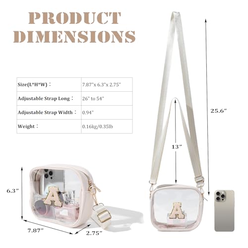 Bucosd Birthday Gifts for Girls Teen Initial Clear Bag Graduation Gifts for Kid Daughter Sister Her Preppy Trendy Girly Stuff (Black S)