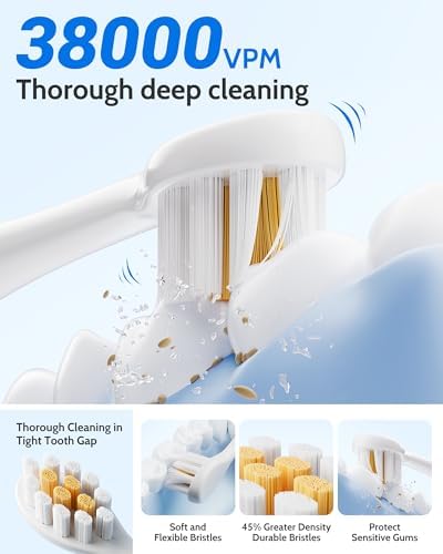 2 Pack Electric Toothbrush for Adults and Kids - Rechargeable Kids Ages 12+ and Adults with 12 Brush Heads & 2 Electric Toothbrush, 90 Days Battery Life - Black and White