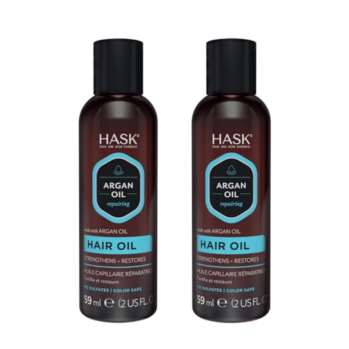 HASK ARGAN Repairing Hair Oil for shine and frizz control for all hair types, color safe, gluten free, sulfate free, paraben free - 2 Hair Oils